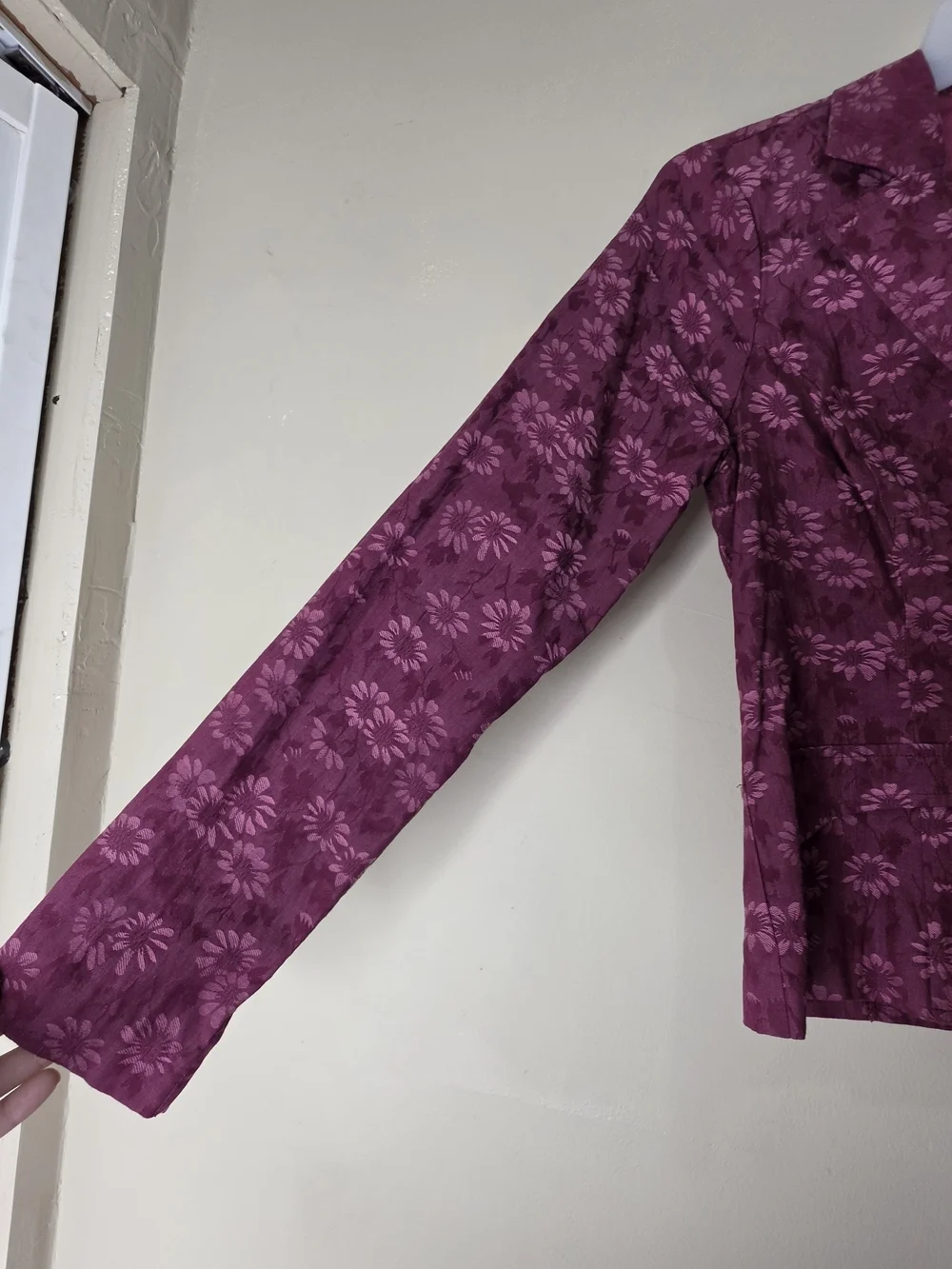 Vintage First Kiss Burgundy Floral Blazer Womens Medium Y2K Jacket